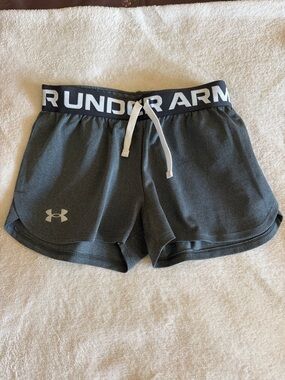 Under Armour Women’s Dark Gray Athletic Shorts with Branded Waistband